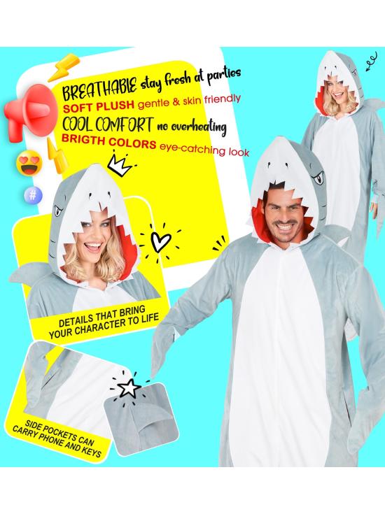 🦈 Fantasia de Tubarão Unissex para Adultos