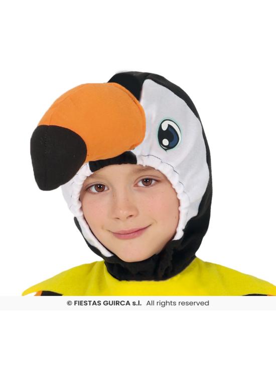 Fantasia infantil de tucano – Macacão com capuz para festas de carnaval e escolares.