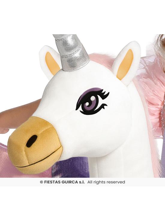 Fantasia de unicórnio infantil com boneca e vestido, tamanho 7-9 anos.