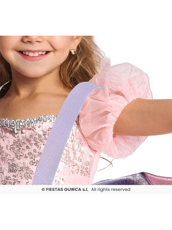 Fantasia de unicórnio infantil com boneca e vestido, tamanho 7-9 anos.