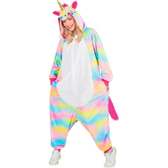 Fantasia de Unicórnio Unissex Adulto – Macacão de Pelúcia Arco-Íris