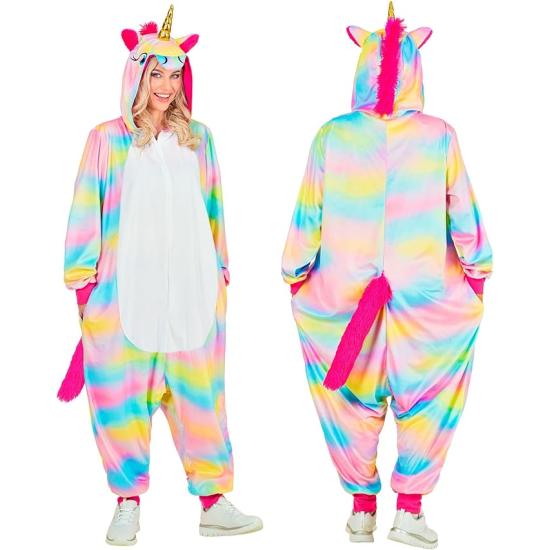 Fantasia de Unicórnio Unissex Adulto – Macacão de Pelúcia Arco-Íris