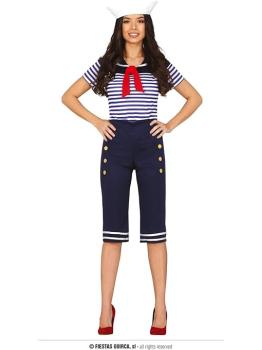 Fantasia de uniforme de marinheiro para mulher adulta