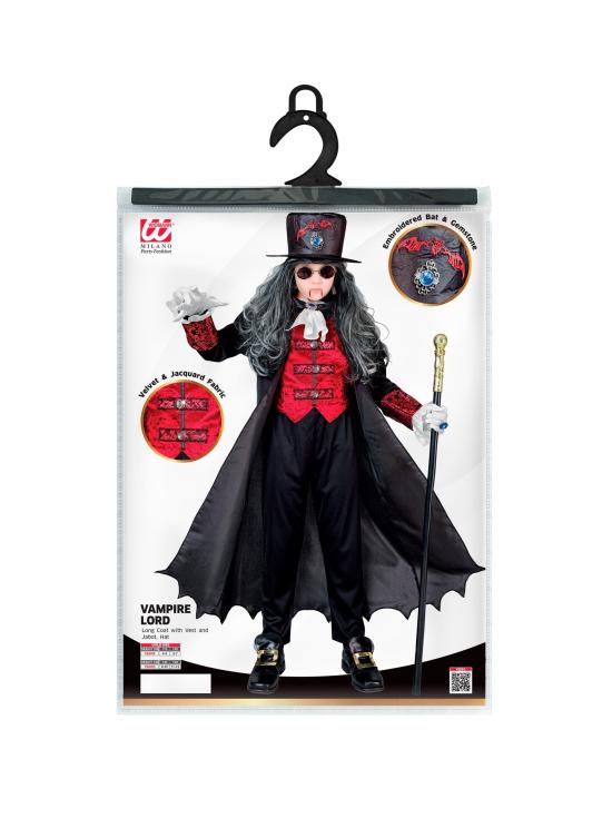 Fantasia Infantil Senhor dos Vampiros – Casaco Longo com Colete e Cartola