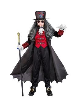 Fantasia Infantil Senhor dos Vampiros – Casaco Longo com Colete e Cartola