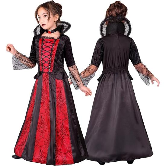 Fantasia de Vampiro Infantil – Vestido com Arco e Gargantilha