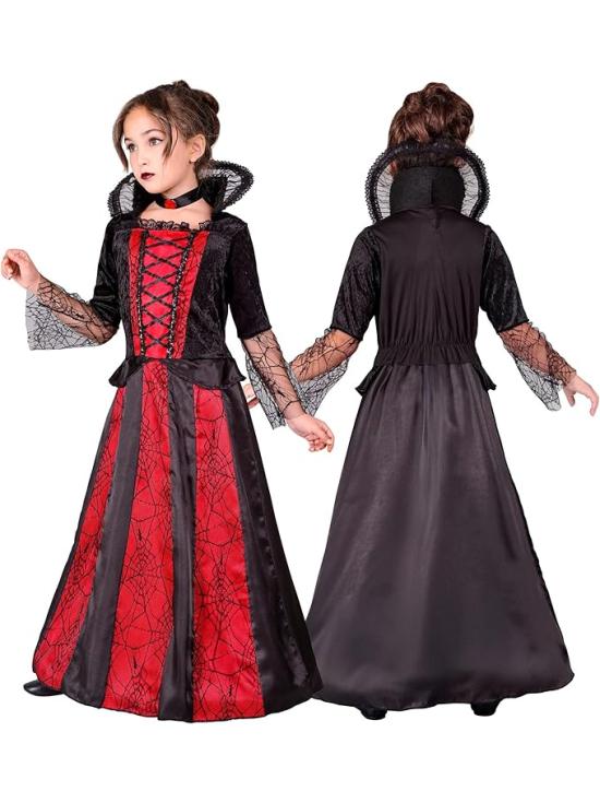 Fantasia de Vampiro Infantil – Vestido com Arco e Gargantilha