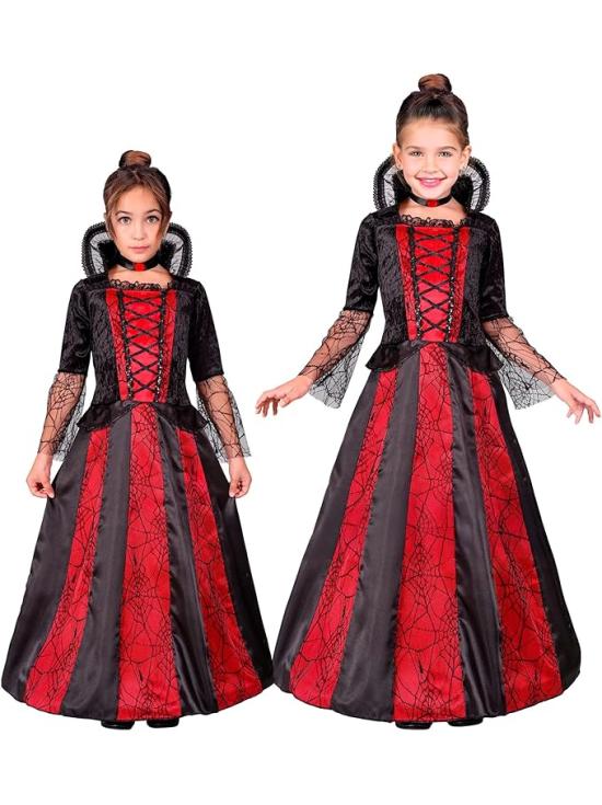 Fantasia de Vampiro Infantil – Vestido com Arco e Gargantilha