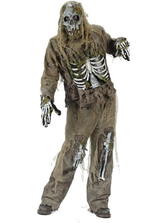 Fato de esqueleto zumbi para adulto EUA