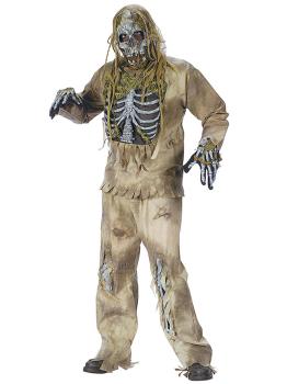 Fato de esqueleto zumbi para adulto EUA