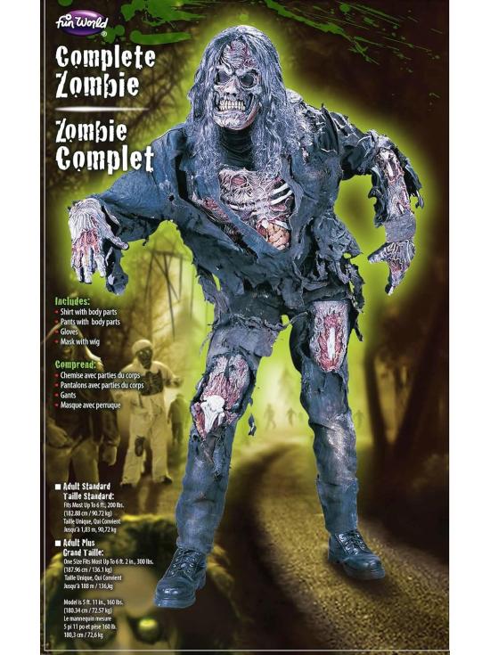 Fantasia de Zumbi Faminto 3D para Homens