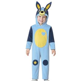 Fantasia de cachorro azul para crianças de 3 a 4 anos com capuz.