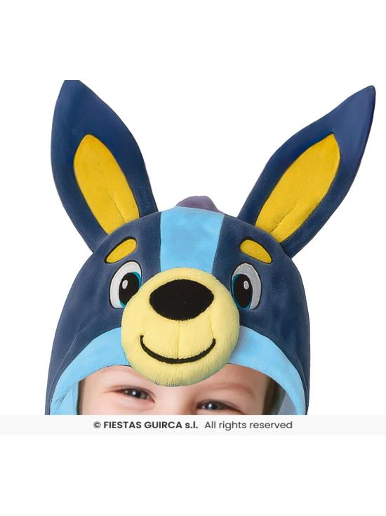 Fantasia de cachorro azul para crianças de 3 a 4 anos com capuz.