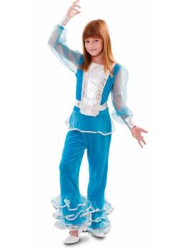 Fantasia Disco Azul Abba para Meninas