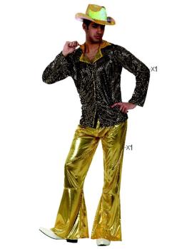 Traje de discoteca Gold Boy tamanho adulto