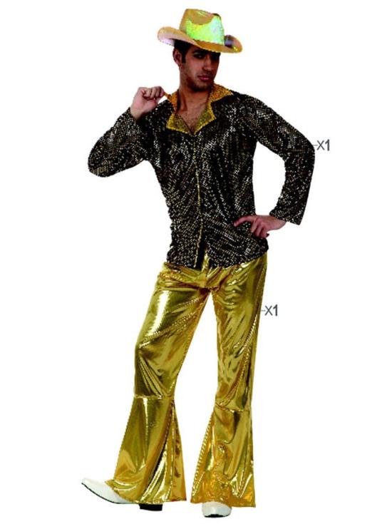 Traje de discoteca Gold Boy tamanho adulto