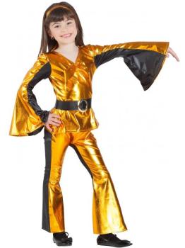 Fantasia Disco Dourada para Meninas