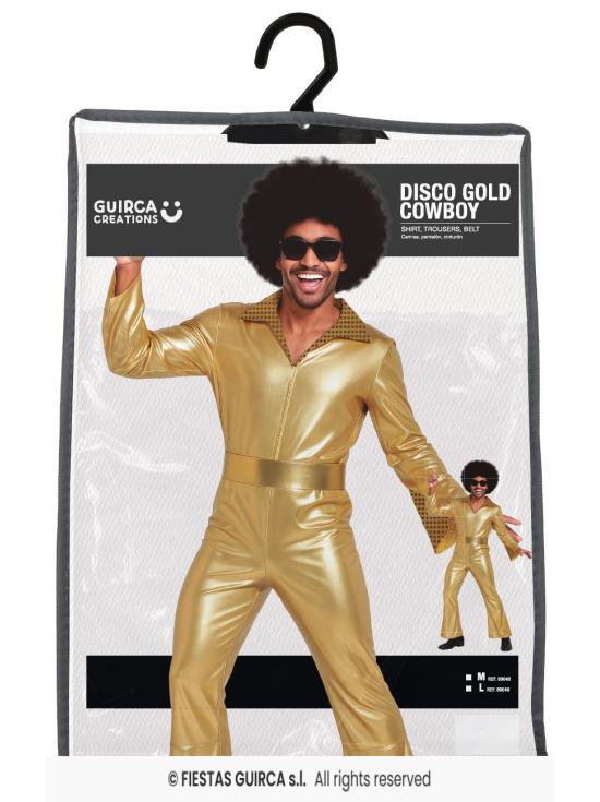 Fantasia de Cowboy Disco Dourada para Homens