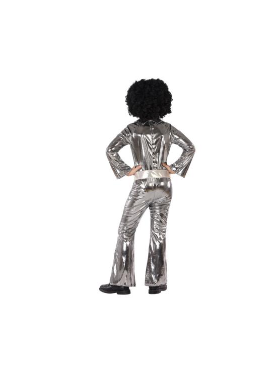 Fato de macacão disco prateado infantil