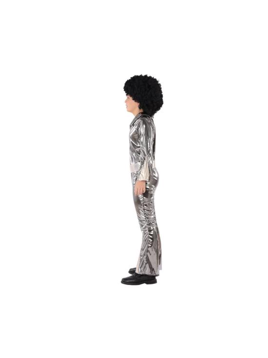 Fato de macacão disco prateado infantil