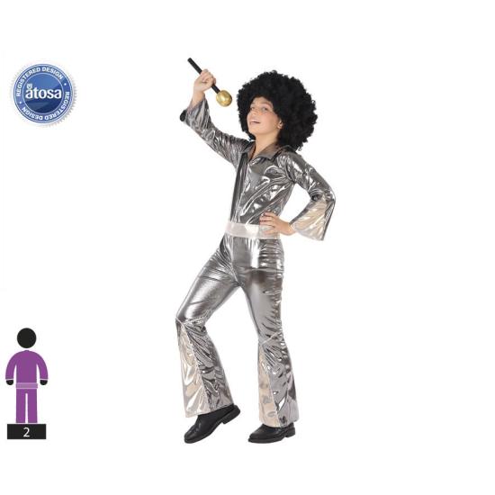 Fato de macacão disco prateado infantil