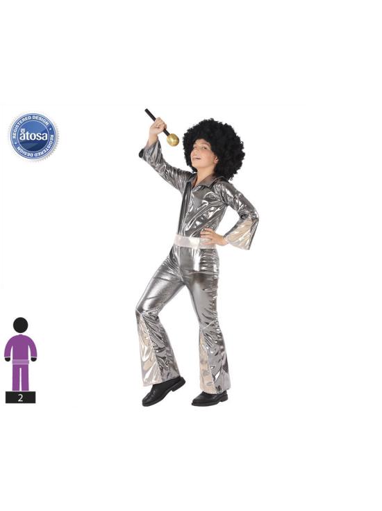 Fato de macacão disco prateado infantil