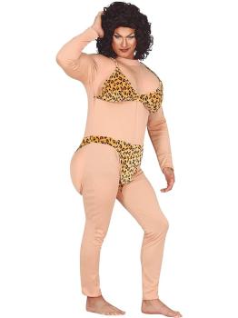 Fantasia engraçada de biquíni Miss Leopard para homens adultos **