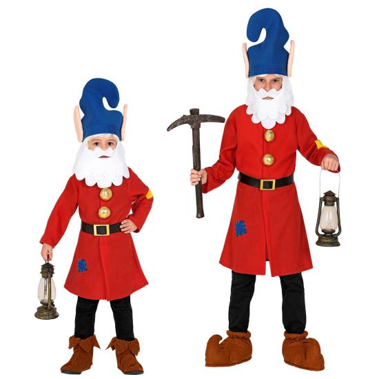 Fantasia de anão branca de neve vermelha, tamanho infantil