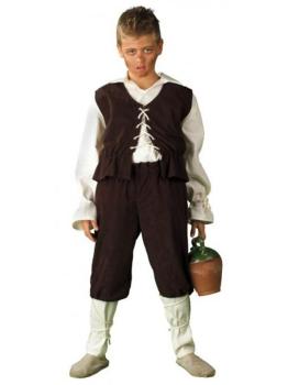 Traje medieval de escudeiro ou estalajadeiro. Menino