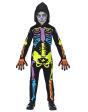 Traje de esqueleto colorido tamanho infantil.