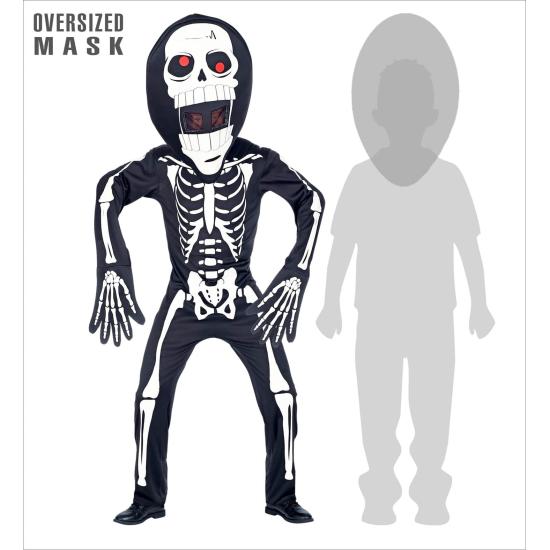 Fantasia de esqueleto com máscara gigante tamanho infantil