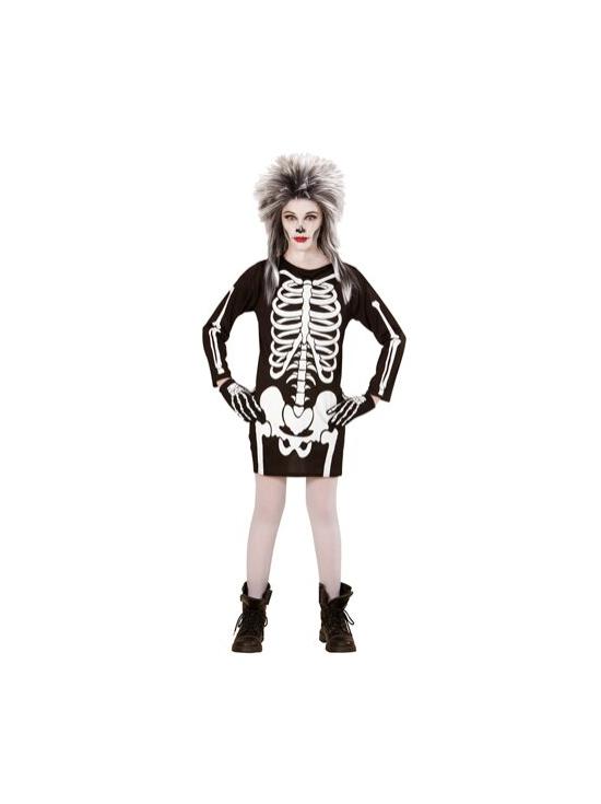Vestido infantil de fantasia de esqueleto