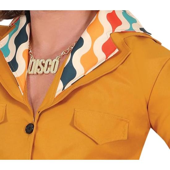 Fato laranja dos anos 70 para homem