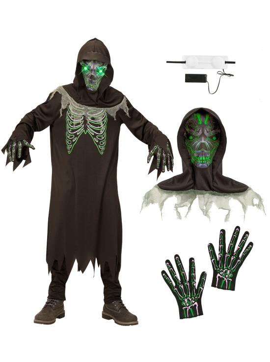 Fantasia infantil de fantasma de terror com olhos luminosos