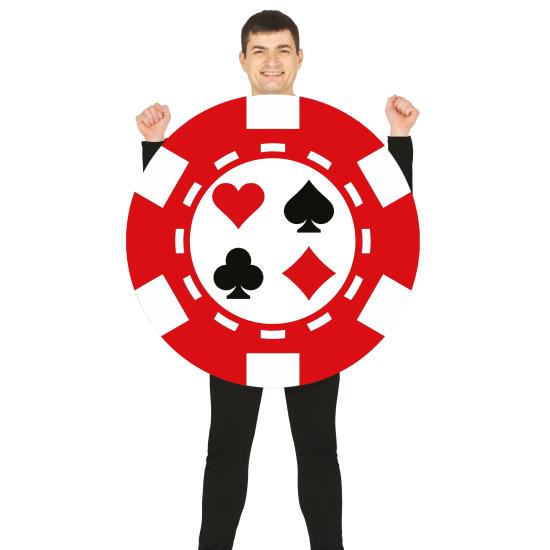 Fantasia de ficha de pôquer, tamanho único para adultos.