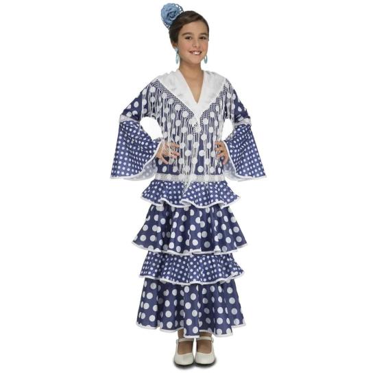 Fato de Flamenco Sevilha Azul Alvero para menina Fato de Flamenco Sevilha Azul Alvero para menina
