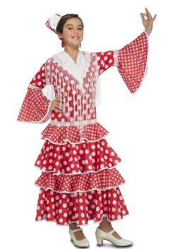 Fato de Flamenco Vermelho de Sevilha para menina