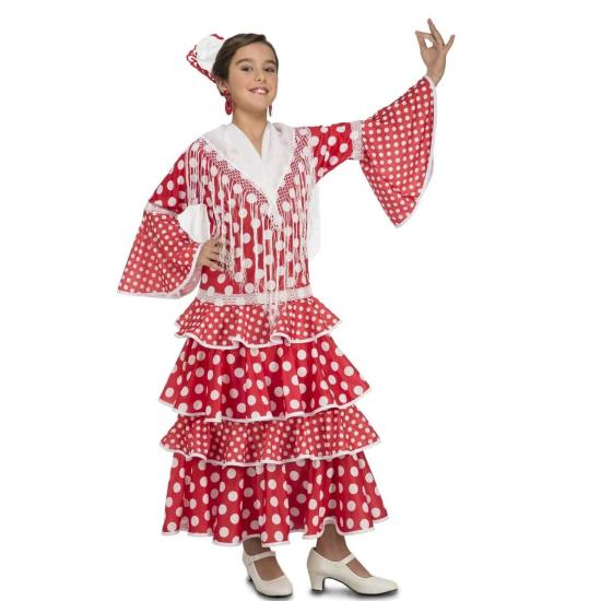 Fato de Flamenco Vermelho de Sevilha para menina Fato de Flamenco Vermelho de Sevilha para menina