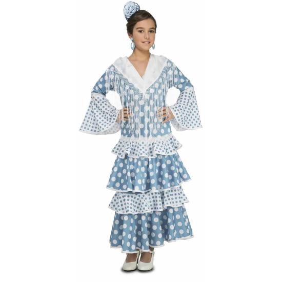 Fato de Flamenco Turquesa de Sevilha para menina Fato de Flamenco Turquesa de Sevilha para menina