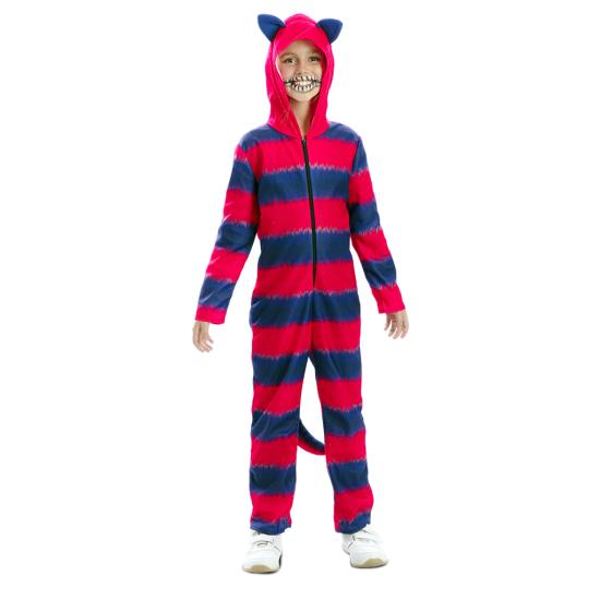 Fantasia de Gato Cheshire Infantil Unissex – Macacão com Capuz Fantasia de Gato Cheshire Infantil Unissex – Macacão com Capuz