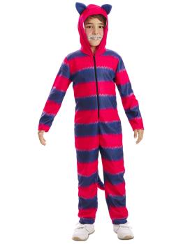 Fantasia de Gato Cheshire Infantil Unissex – Macacão com Capuz