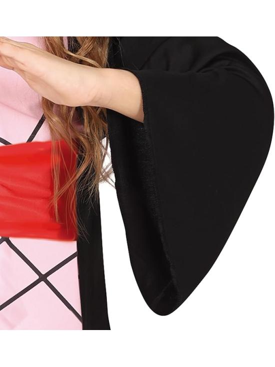 Fantasia rosa de lutadora de mangá para meninas – Guerreira de anime com vestido quimono.