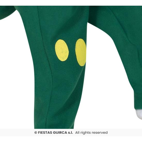 Fantasia de dinossauro verde infantil com capuz.