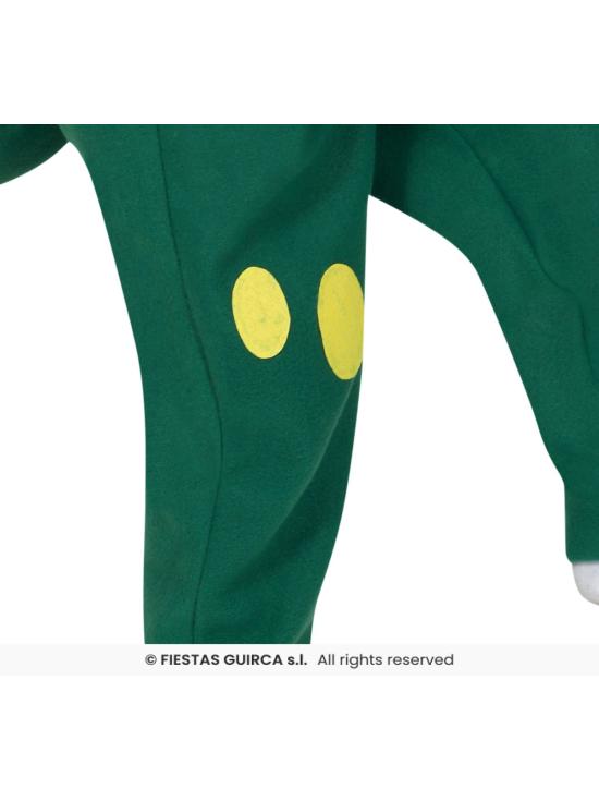 Fantasia de dinossauro verde infantil com capuz.