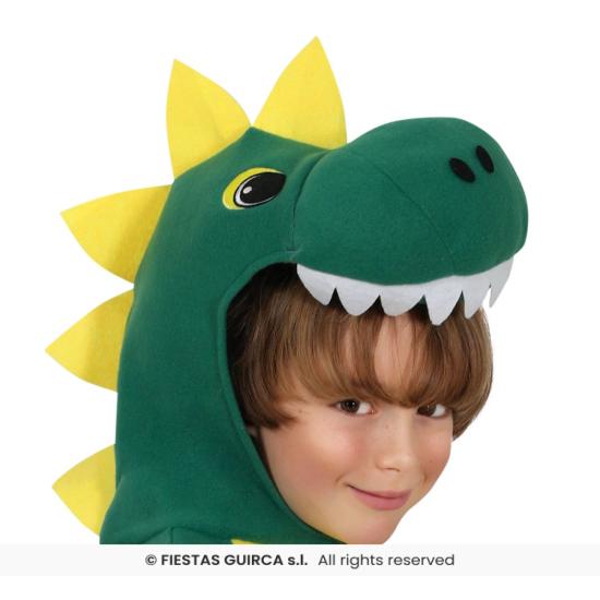 Fantasia de dinossauro verde infantil com capuz.