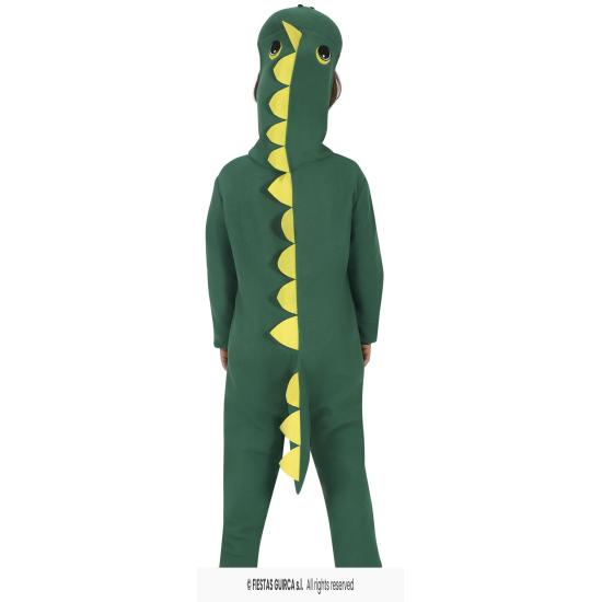 Fantasia de dinossauro verde infantil com capuz.