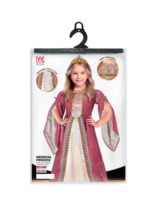 Elegante fantasia de princesa medieval em tamanho infantil.
