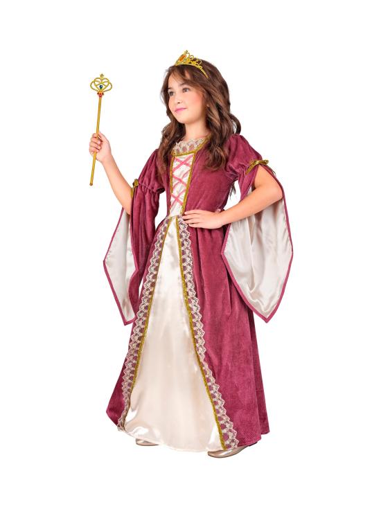 Elegante fantasia de princesa medieval em tamanho infantil.