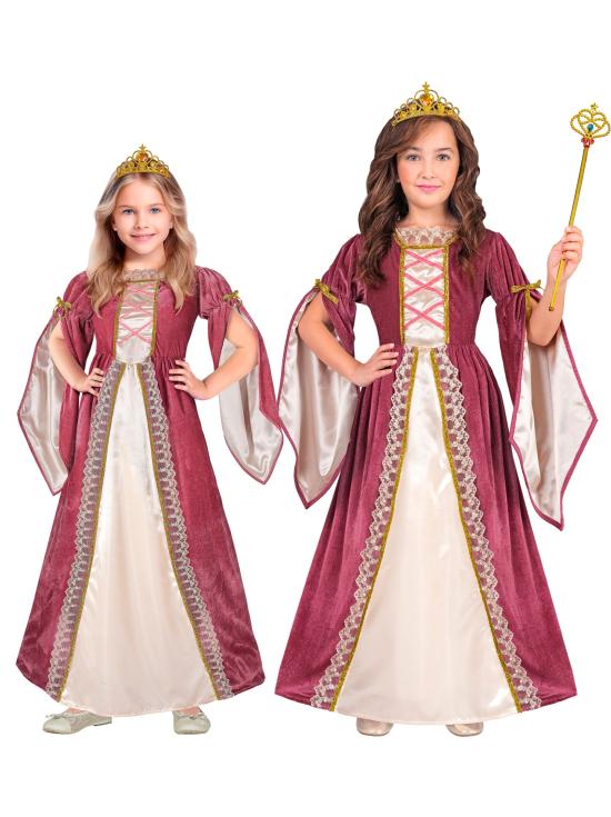Elegante fantasia de princesa medieval em tamanho infantil.