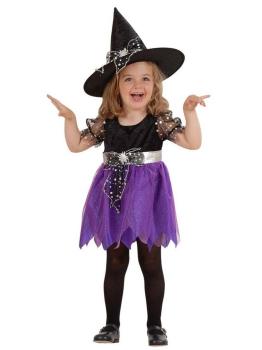 Fantasia de bruxa roxa para Halloween